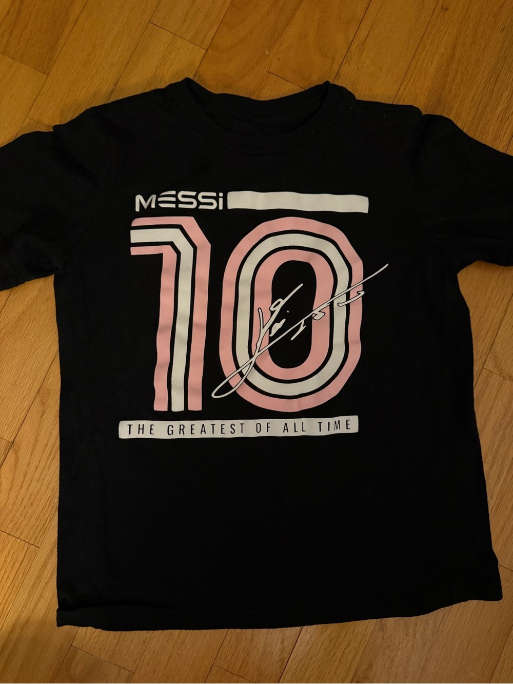Messi Tshirt boys 5 Kids Black Graphic Tee with Pink Number 10